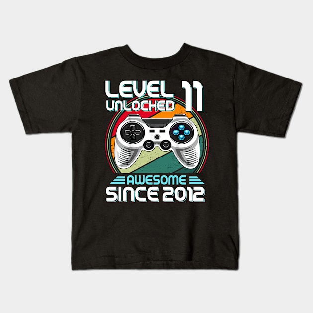 level 11 unlocked awesome 2012 video game 11th birthday Kids T-Shirt by denvau123